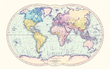 Simple handdrawn vector map of the world in pastel colors