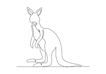 Continuous single line sketch drawing of kangaroo australia endemic animal mammals wild life one line art concept vector illustration