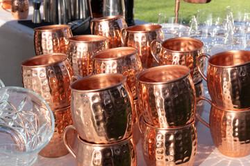 copper mugs metal cup beautiful object