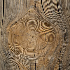 Naklejka premium Wood texture with circular growth rings, showcasing natural patterns and earthy tones. This close up image highlights beauty of wood grain and its organic characteristics