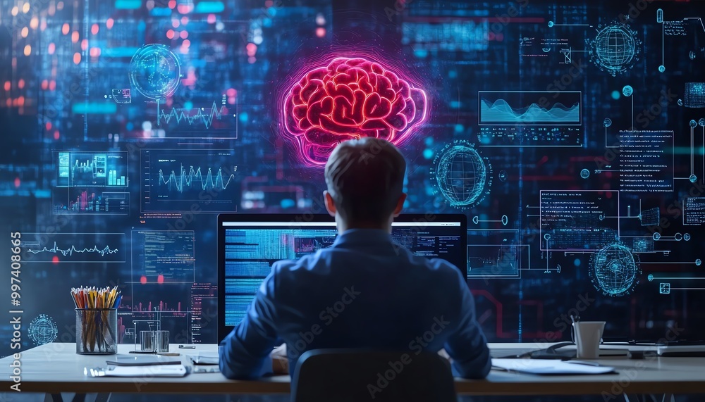 Poster education technology and ai artificial intelligence concept