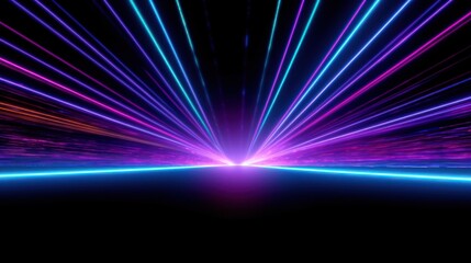 Neon Laser Lights on Black Background