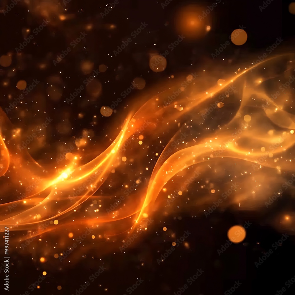 Poster bokeh effect adds sparkle to the abstract orange fire background image