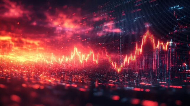 abstract financial graph lines depicting stock market volatility against a technologyinspired backdrop moody colors and dynamic lines evoke a sense of urgency and crisis