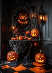 Gruselige Halloween Hexenparty in einer verlassenen Villa : Generative AI