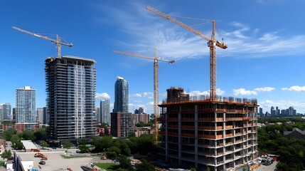 Panoramic City Skyline Under Construction