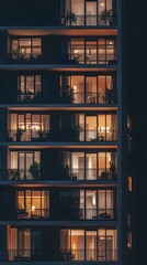 Stylish Residential Building Illuminated at Night