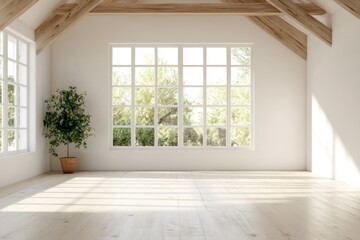 Fototapeta premium Bright Minimalist Room with Natural Light
