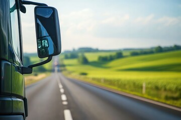 Close-up View of a Truck Cab on the Open Road