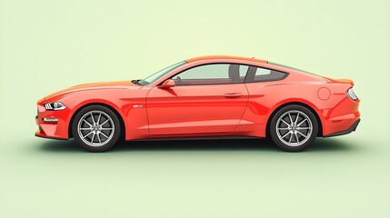 Obraz premium Vibrant Red Car Parked on Light Background