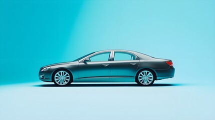 Fototapeta premium Sleek Sedan Side View in Vibrant Background