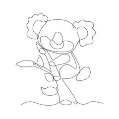 Continuous single line sketch drawing of koala bear australia endemic animal mammals wild life one line art concept vector illustration
