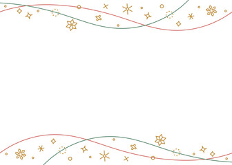 雪の結晶のデコレーションフレーム、冬のイメージデザイン、クリスマスカラー