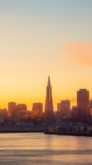 Obraz premium Panoramic View of a Bustling City at Sunset