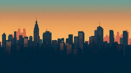 Fototapeta premium Panoramic View of a Bustling Cityscape at Sunset