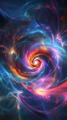 Explore cosmic dimensions with this abstract neon fractal wallpaper design