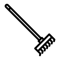 Rake icon in line art. Outline Style. Isolated on White Background