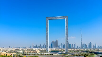 Obraz premium Panoramic View of Dubai Frame Against Clear Sky