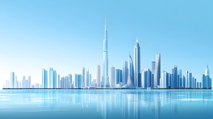 Obraz premium Stunning Skyline View with Reflections on the Water
