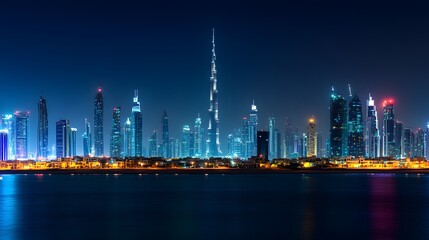 Stunning Night View of Dubai's Iconic Skyline