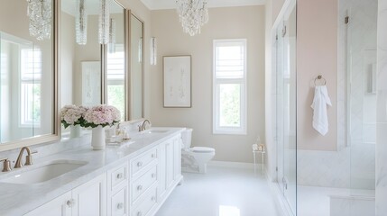 Elegant Bathroom with Double Vanity and Stunning Decor