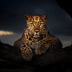 Obraz premium Glowing light reveals the beauty of African leopard Panther pardus
