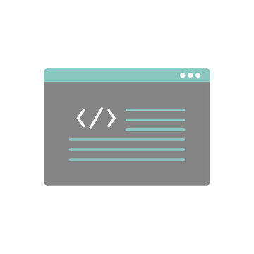 Webブラウザに表示されたプログラムコードのベクターアイコン