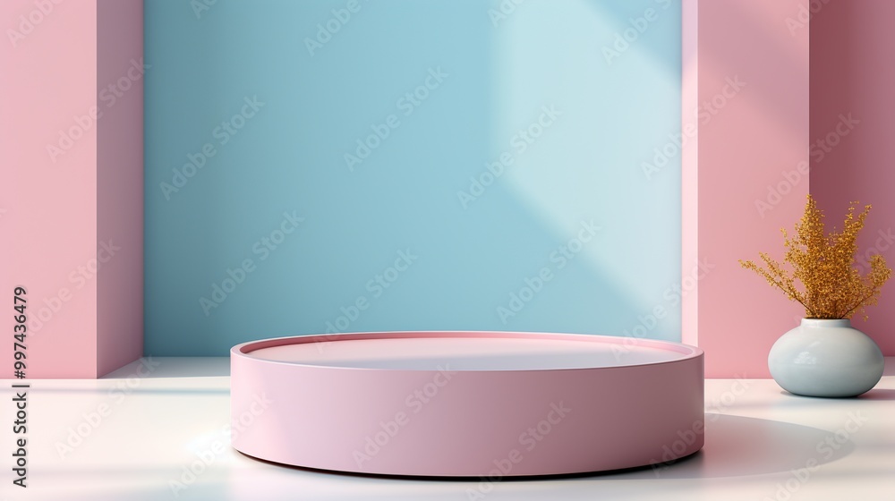 Sticker Minimalist Pink and Blue Podium