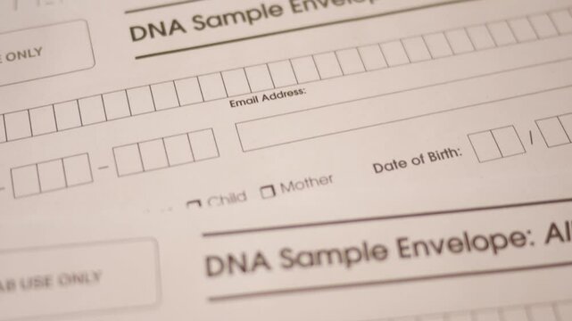 Camera pans over DNA Sample Envelopes