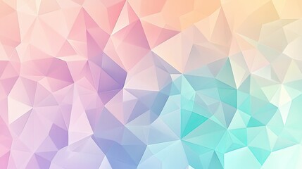 Fototapeta premium A pastel polygonal background featuring soft peach, lavender, and mint shapes with smooth gradients and a modern abstract aesthetic.