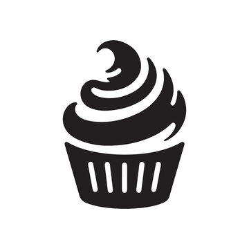 recommend clip art: Black Silhouette Cupcake Icon – A Minimalist Vector Design Featuring a Sleek Muffin Logo with Fluid Shapes, Ideal for Creative Bakery Branding or Logo Design
                    