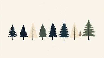 Obraz premium Simple and chic Christmas card design with minimal Christmas trees, capturing the essence of the season with a touch of understated elegance