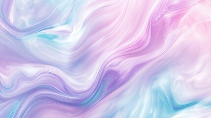 Fototapeta premium Soft pastel tie-dye background with flowing shapes and smooth gradients in light pink, lavender, and turquoise, creating a dreamy, abstract pattern.