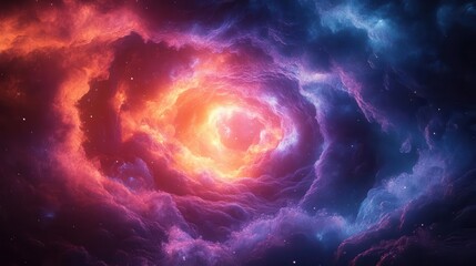 eerie illustration of swirling neon smoke predominantly in shades of purple and blue exploding outward from an empty center creating a dramatic effect that evokes mystery and intrigue