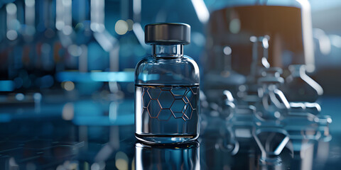High-Tech Laboratory Vial with Molecular Compound, Antibiotics are medicines that fight bacterial infections in people and animals.