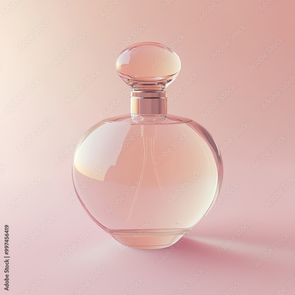 Poster a realistic three-dimensional rendering of a perfume bottle, showcasing a sleek and elegant silhouet