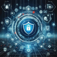 futuristic digital shield illustration
