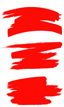 set of 3 decoration red brush mark vector  