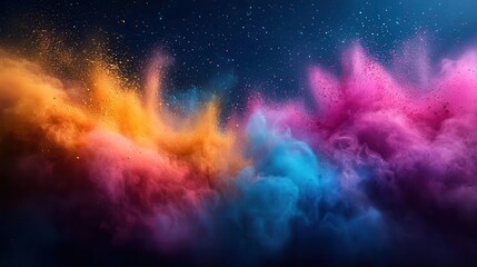 explosive burst of colorful powder creating a vibrant rainbow effect reminiscent of the holi festival set against a bright background capturing the joy and celebration of color