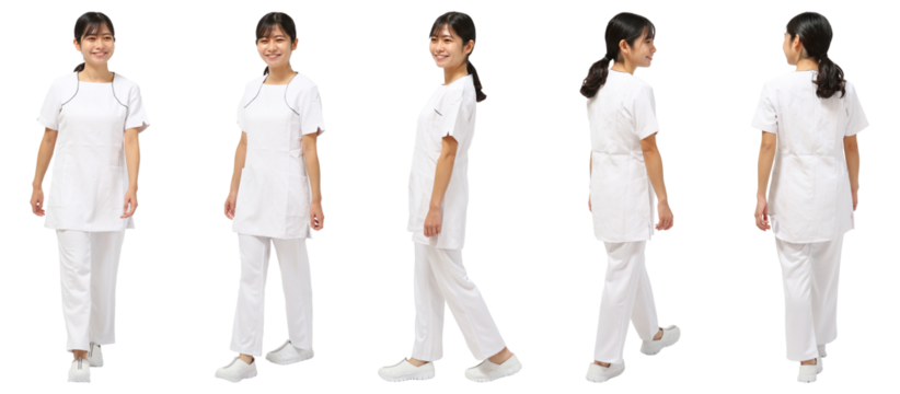 女性医療スタッフ 人物切り抜き5アングル