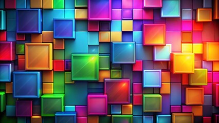 A vibrant and modern design featuring a seamless pattern of colorful squares with a 3D effect, creating a captivating visual experience.