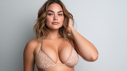 Fototapeta premium Beautiful woman in stylish lingerie portrait