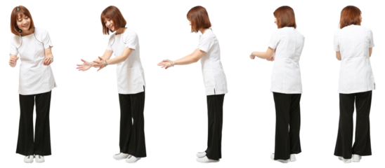 施術する女性スタッフ 人物切り抜き5アングル