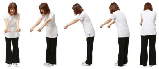 施術する女性スタッフ 人物切り抜き5アングル