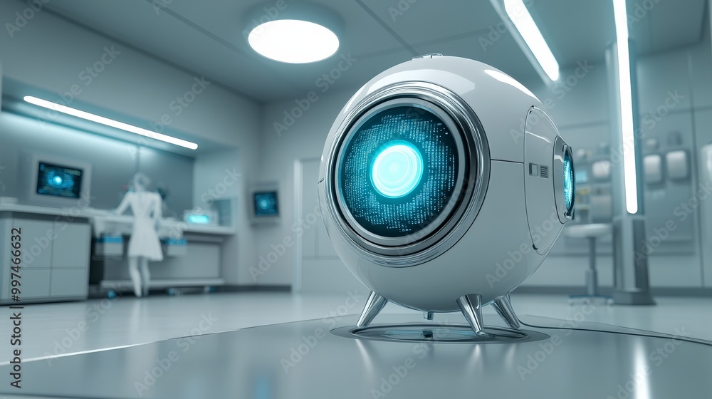 Poster futuristic robot technology in a high-tech laboratory environment