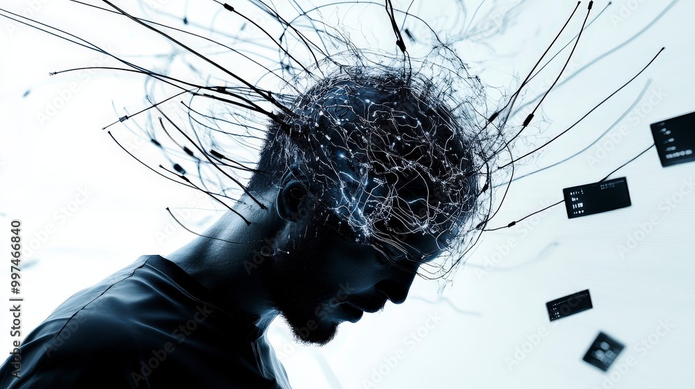 Aufkleber exploring digital connections and neural networks in the modern world