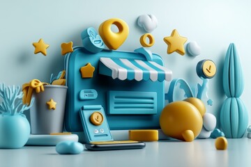 Digital 3D loyalty program sign-up, where users create accounts by interacting with animated 3D elements representing their preferences and interests