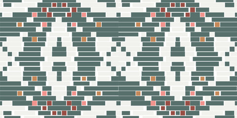 Tribal Islamic Flower Patternfolk Embroidery, Aztec Geometric Ornament Print. Design for Carpet, Wallpaper, Clothing, Wrapping, Fabric
