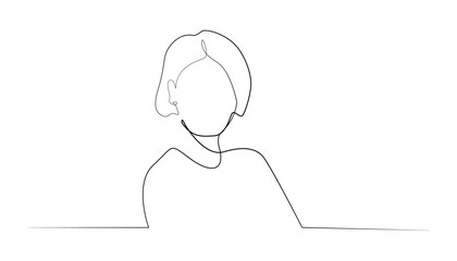continuous line of woman with short hairstyle.one line drawing of woman's short hairstyle.simple line vector illustration