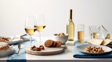 Table Setting with Wine and Snacks